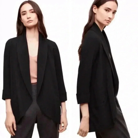 aritzia wilfred chevalier draped open tuxedo blazer black size 2 - Picture 1 of 9